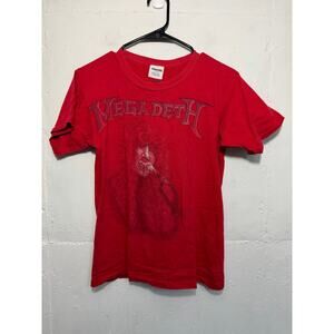 Vintage Started Single Stitch MEGADETH T Shirt Red Small Adult